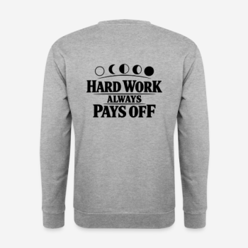 HARD WORK ALWAYS PAYS OFF Pullover in grau mit Rückendruck